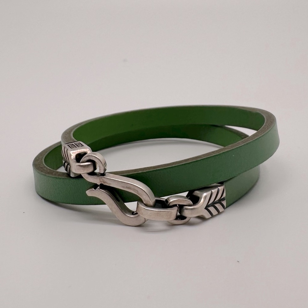 David Yurman Green Leather Wrap Bracelet